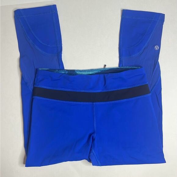 Lululemon run inspire ll crop (mesh) in harbor blue / black - Picture 3 of 11